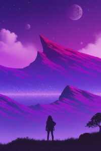 purple desert silhouette night nature mobile wallpaper