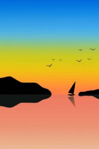 sunrise silhouette birds flying nature wallpaper