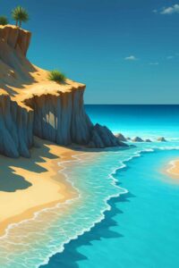 beach cliff sunset blue ocean wallpaper