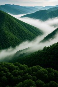 green mountains aerial forest scenery wallpaper