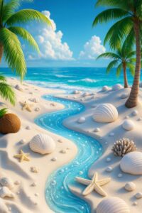 tropical beach with palm trees turquoise water wallpaper