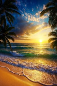 beautiful beach sunset ocean reflection wallpaper