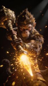 Close up fiery Hanuman face wallpaper