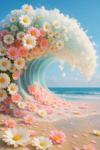 flower ocean wave fantasy nature wallpaper