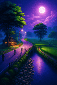 sunset dreamy landscape road bridge nature wallpaper