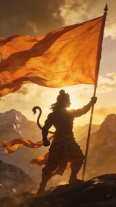 Hanuman saffron flag victory wallpaper 4K