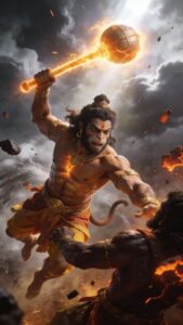 Lord Hanuman holding gada warrior pose wallpaper