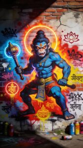 Modern graffiti Hanuman cartoon art wallpaper