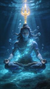 Shiva meditating floating water wallpaper