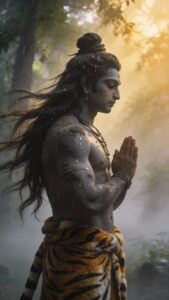 Shiva statue silhouette night sky wallpaper