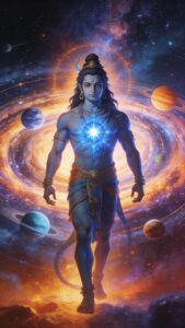 Standing Lord Shiva lava blue aura wallpaper
