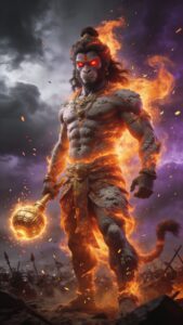 Ultra realistic Hanuman fire energy wallpaper