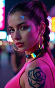neon punk girl anime portrait 4k wallpaper
