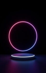 Pink neon circle on black