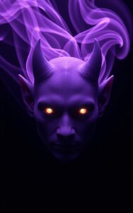 Purple beast glowing eyes artwork