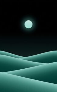 Green glowing moon abstract landscape