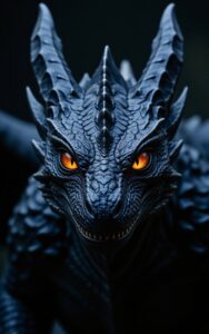 Dragon glowing neon blue wings