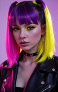 eon hair anime girl pink cyberpunk wallpaper