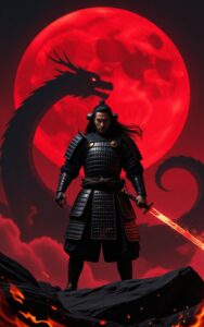 dark red moon anime warrior boy wallpaper