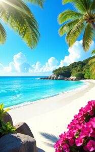 iphone flower beach wallpaper – tropical ocean and palm trees 