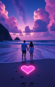 Neon heart glowing red romantic wallpaper