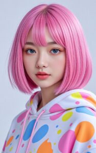 pink aesthetic anime girl 4k close portrait wallpaper