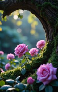 iphone rose flower wallpaper – pink roses growing on moss tree 