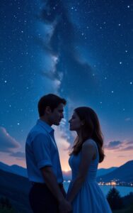 Couple sitting near ocean — romantic love wallpaper