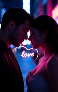 Couple silhouettes against sunset wallpaper