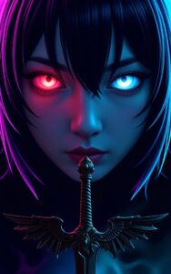 anime samurai girl sword sitting school aesthetic