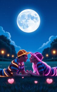 Cute couple anime romance pink hearts wallpaper