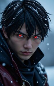 blue-haired anime boy glowing eyes wallpaper