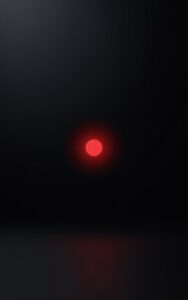 Bright neon glow dot – red circle floating in black