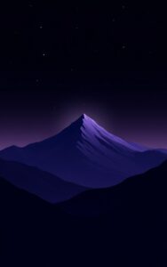 Purple fog mountain – minimal night digital nature wallpaper