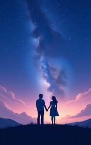 Blue moon night romantic wallpaper