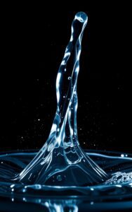 Liquid splash frozen blue neon