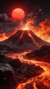 Black red volcano massive wallpaper
