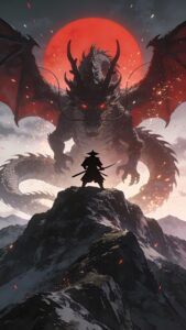 Anime style black demon silhouette wallpaper