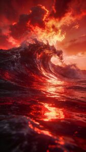 Red ocean lava storm wallpaper