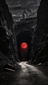 Black cliff road red moon wallpaper