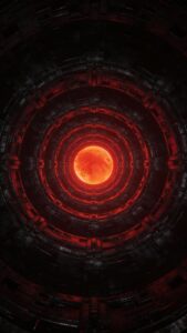 Circular red dark glowing pattern wallpaper