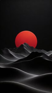 Minimal black dunes red moon wallpaper