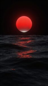 Smooth dark ocean red moon wallpaper