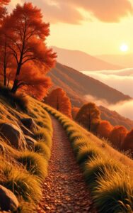 Dreamy valley with soft clouds relaxing nature wallpaper