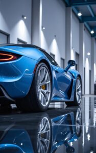 Blue sports car aesthetic wallpaper 4K