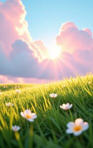 Tranquil nature scenery with misty atmosphere