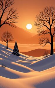 Sunset nature illustration wallpaper