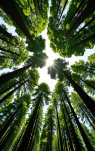 River flowing through forest nature wallpaper