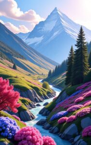 Calm mountain valley scenery wallpaper