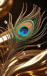 Colorful peacock feather swirl wallpaper